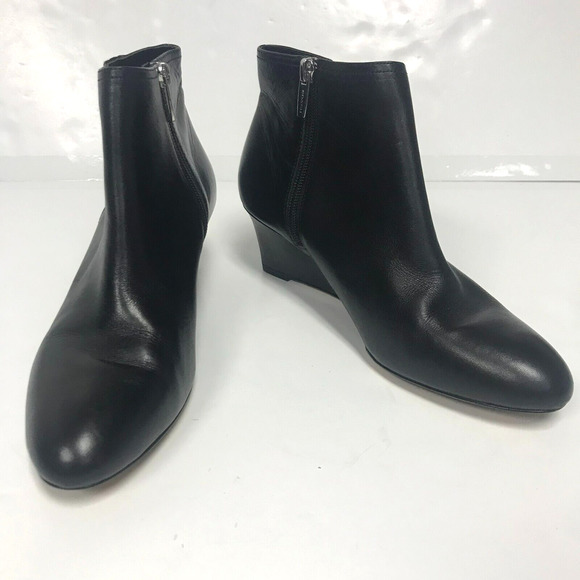 Coach Shoes - Coach Maya Wedge Bootie Womens 8 Black Leather Side Zip 2" Side Zip Ankle Boot